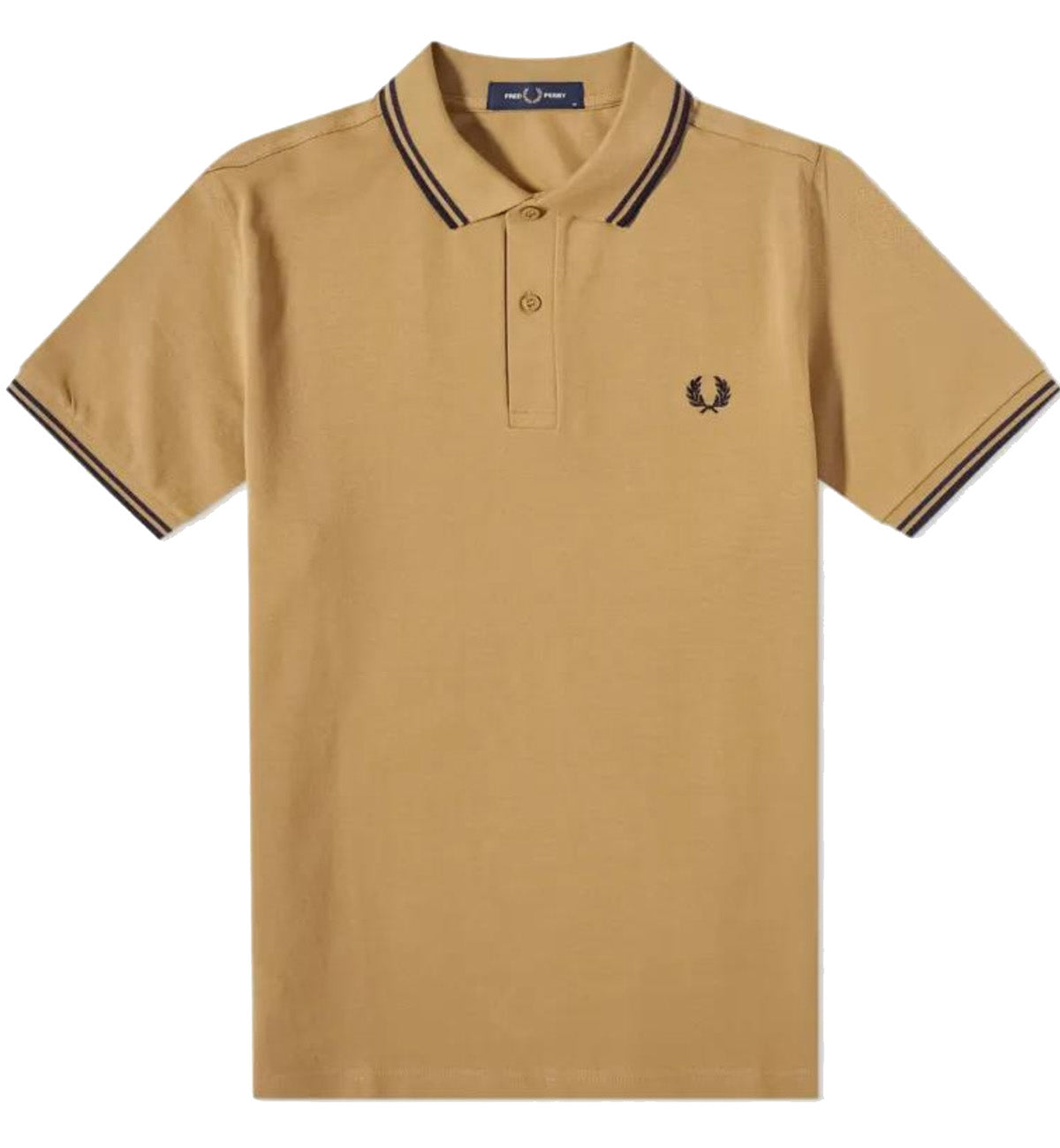 Fred Perry Black Double Stripe Sand Polo Shirt