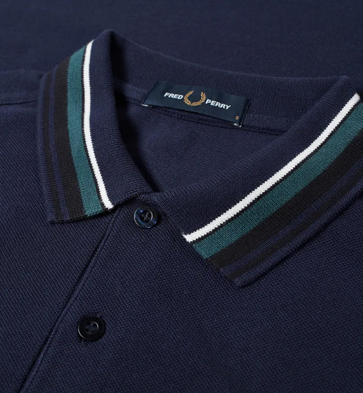 Fred Perry Green White Striped Blue Polo Shirt