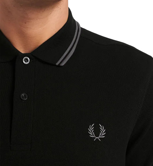 Fred Perry Grey Twin Tipped Black Polo Shirt