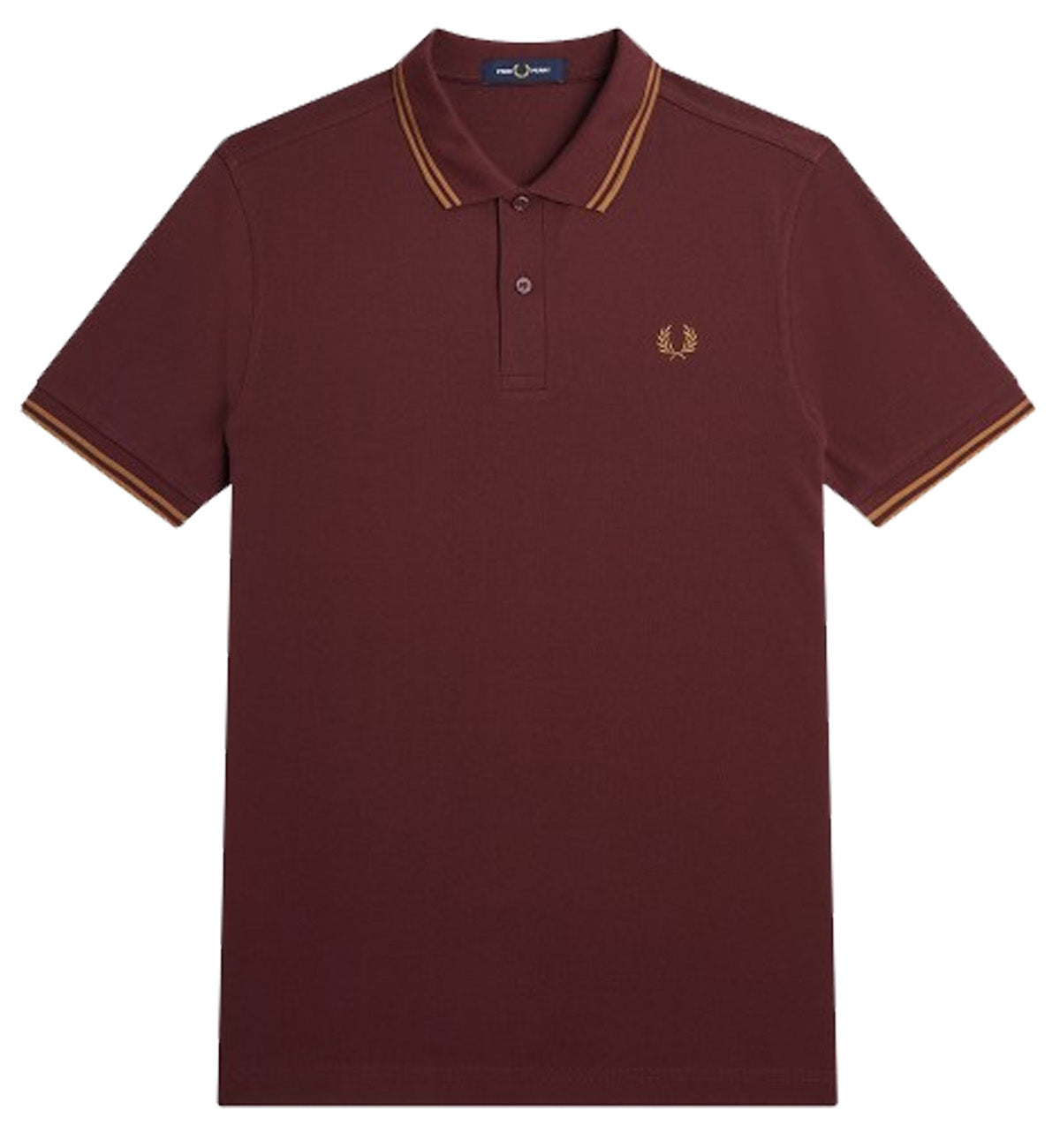 Fred Perry Bronze Double Stripe Oxblood Polo Shirt