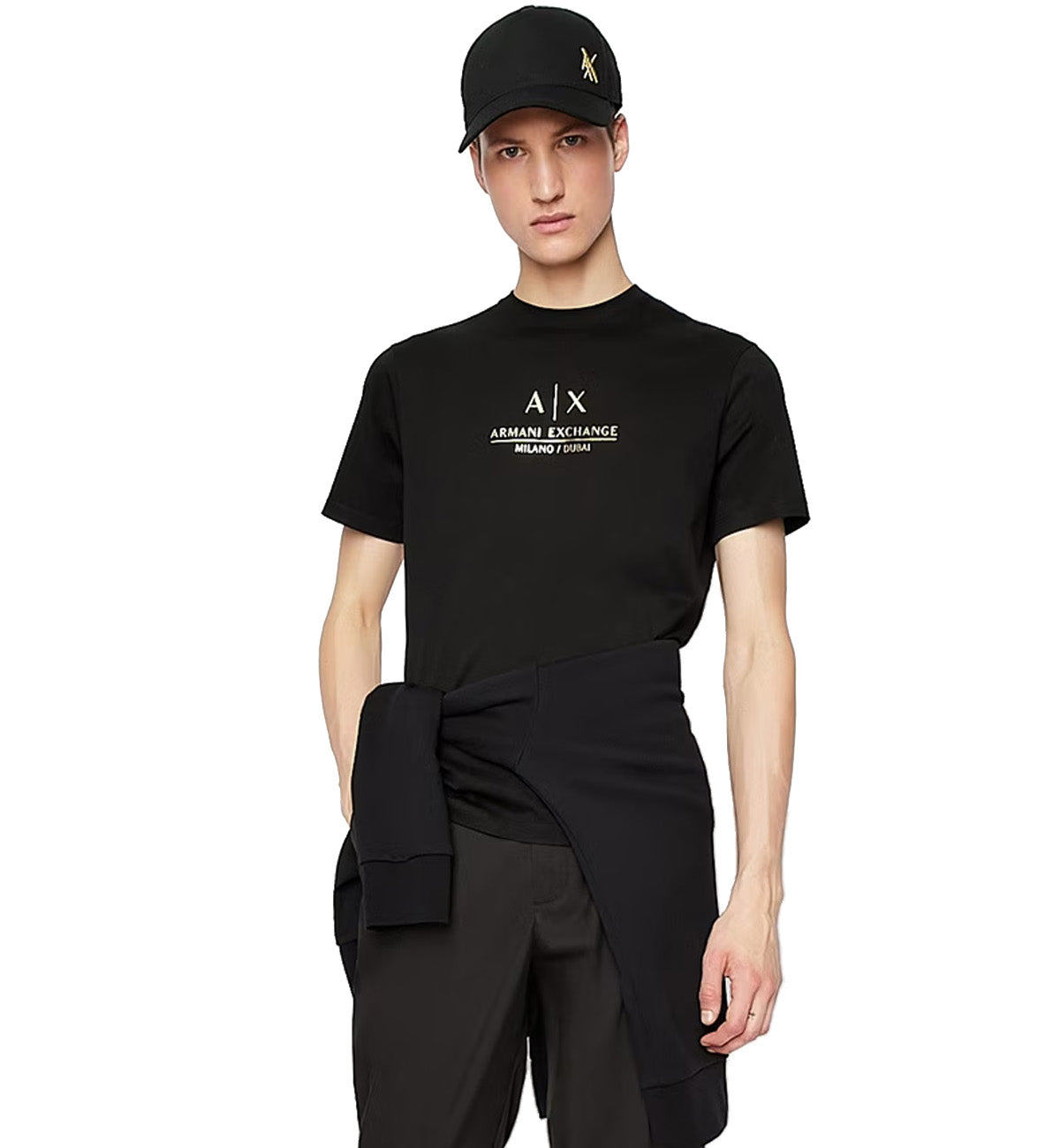 Armani Exchange Center Crew Logo Tee (Black)