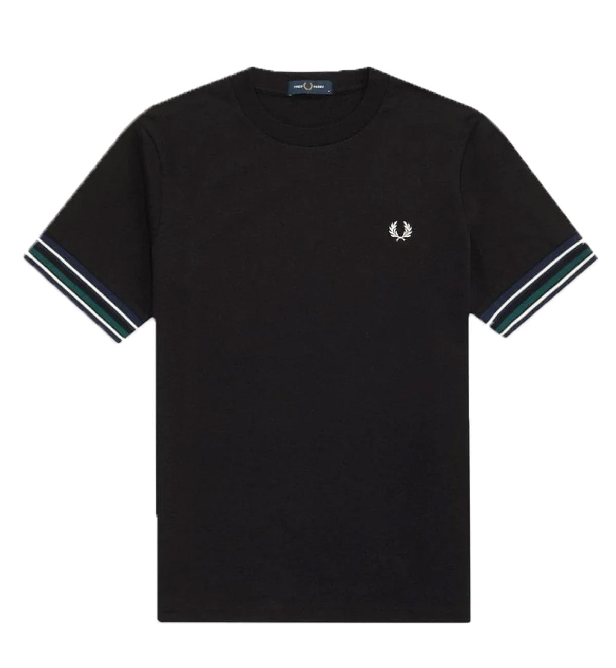 Fred Perry Striped Cuff Black T-Shirt