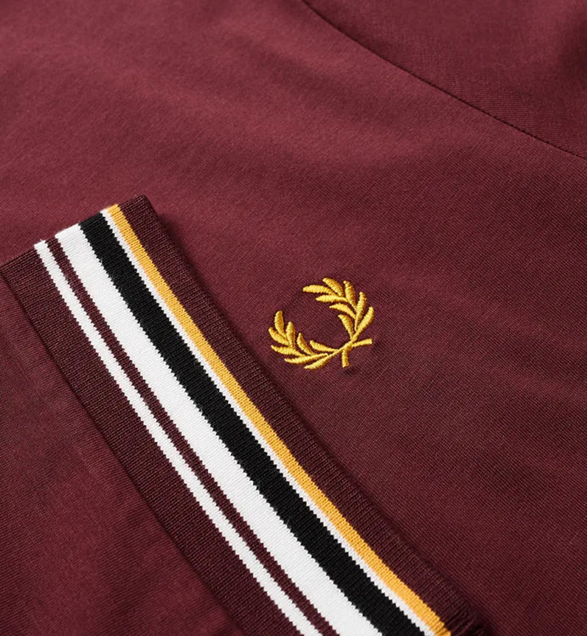 Fred Perry Striped Cuff Maroon T-Shirt