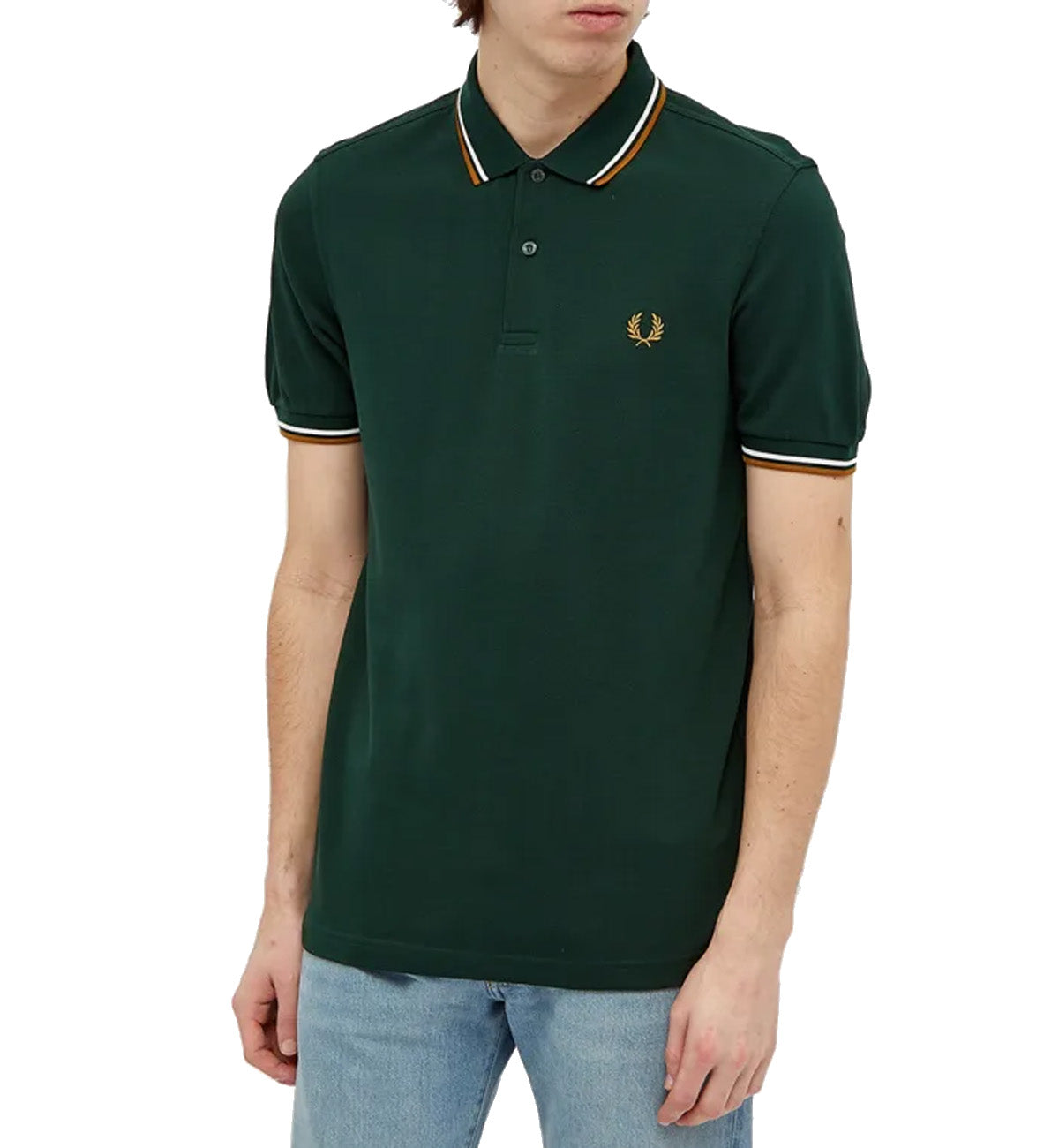 Fred Perry Khaki White Stripe Evergreen Polo Shirt