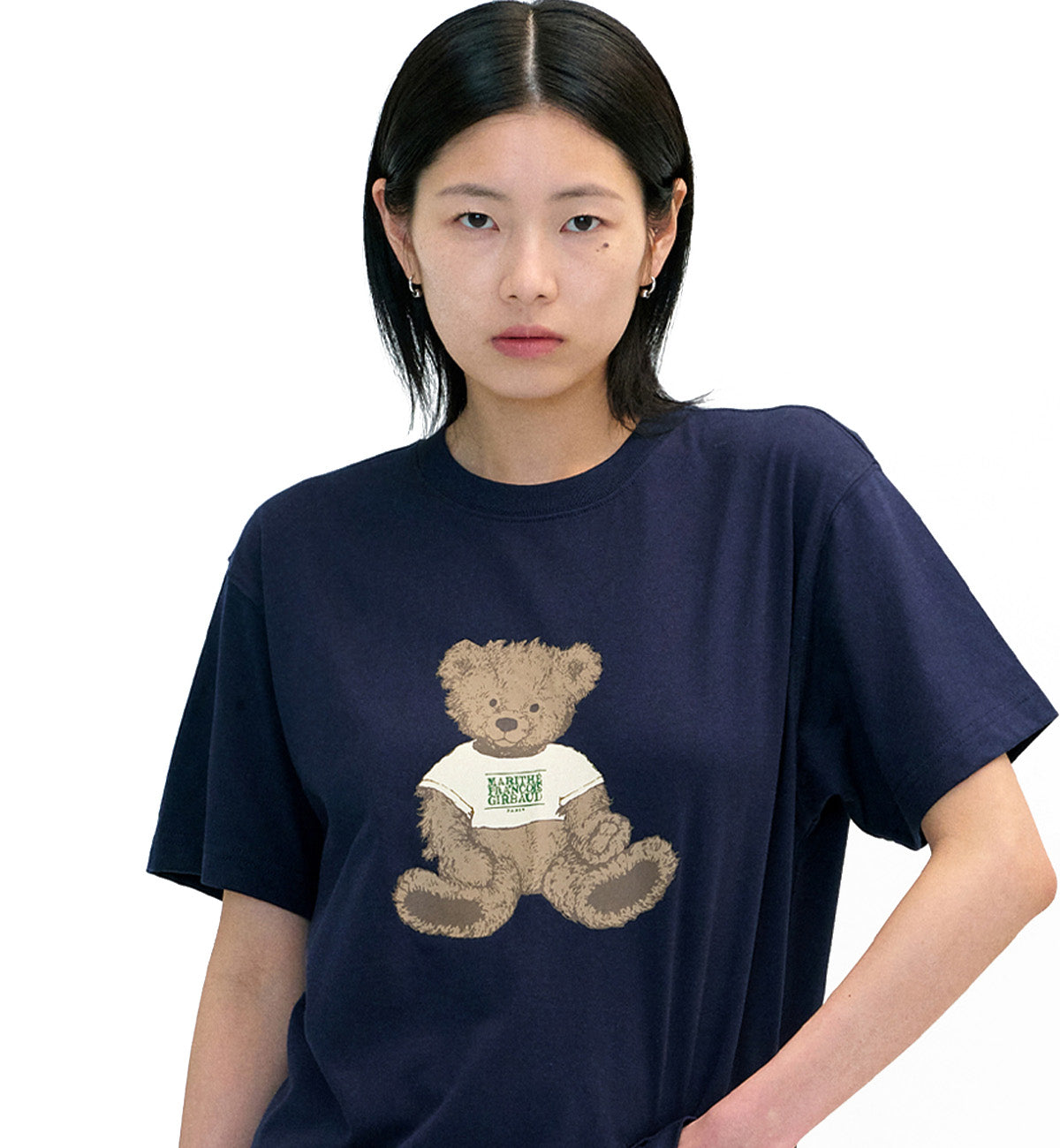 Marithe Doodle Bear T-Shirt (Navy)