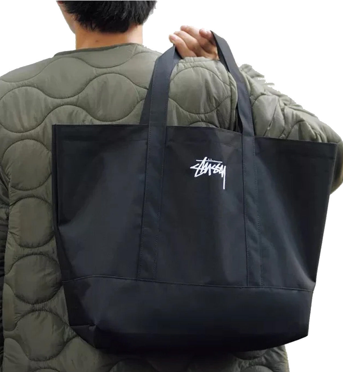 Stussy - Embroidered Logo Canvas Tote Bag in Black