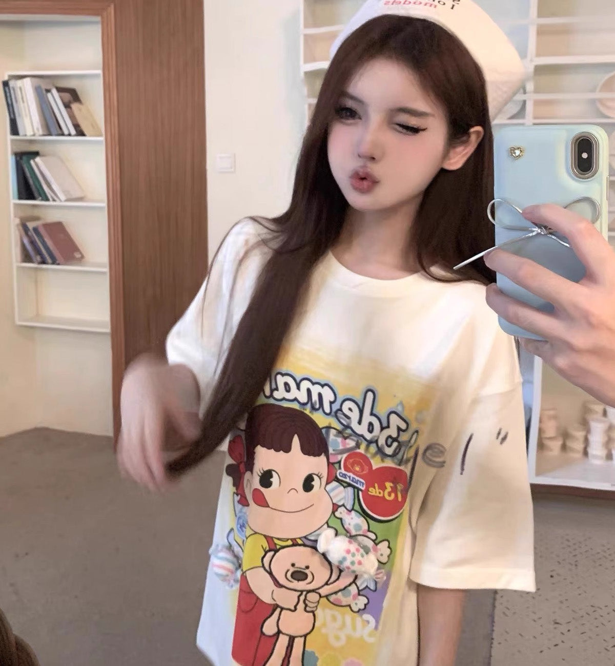 13DE MARZO X Peko Sweets Bear Washed T-Shirt (White)