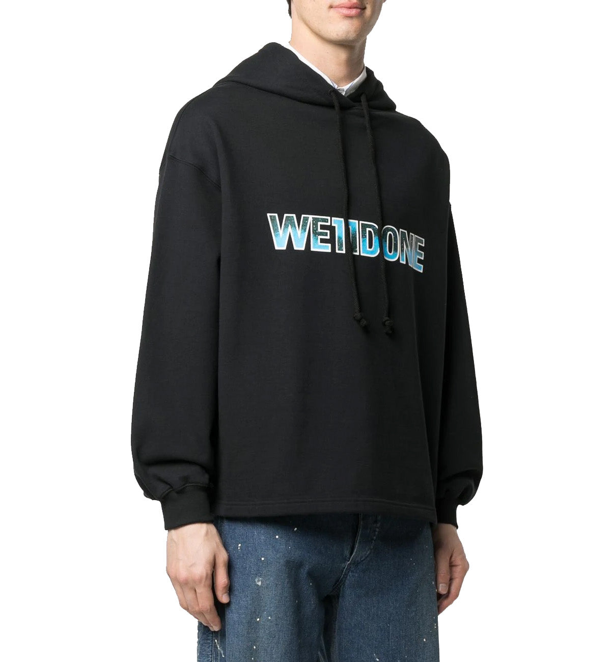 WE11DONE Logo Printed Cotton Hoodie (Black)
