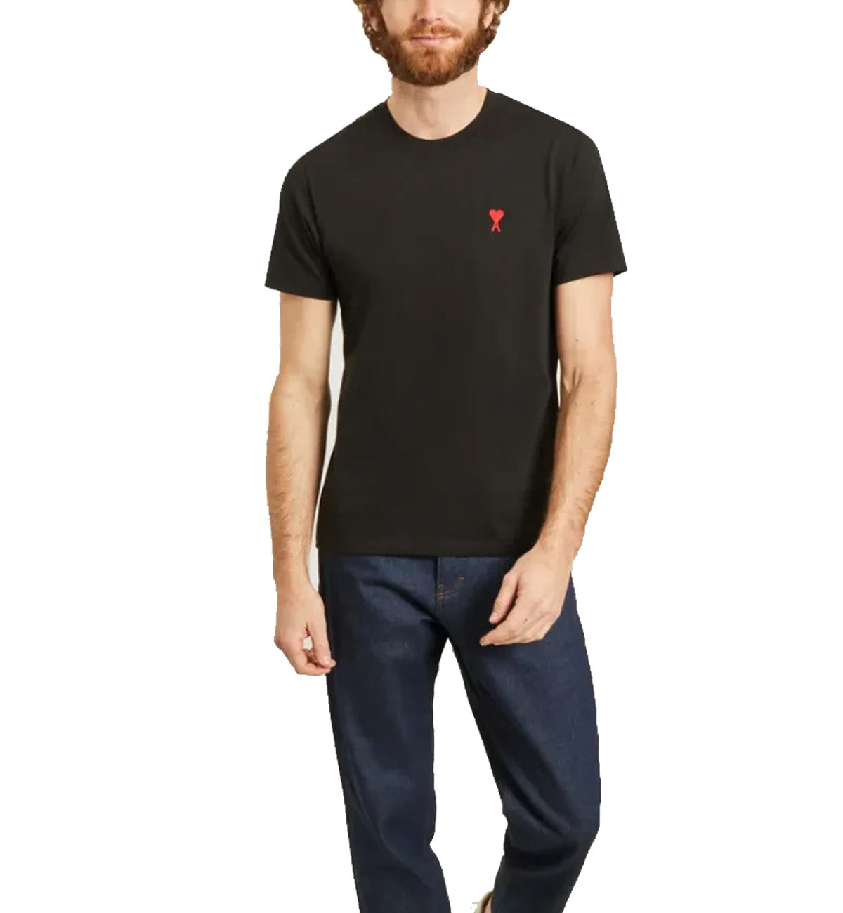 Ami de Coeur Embroidered Small Heart T-shirt (Black)