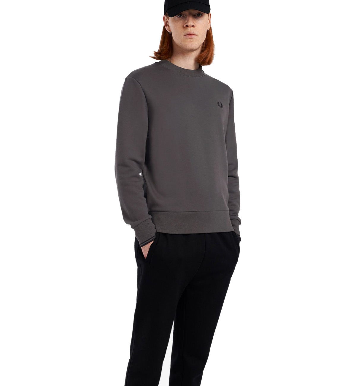 Fred Perry Crew Neck Sweatshirt (Gunmetal)