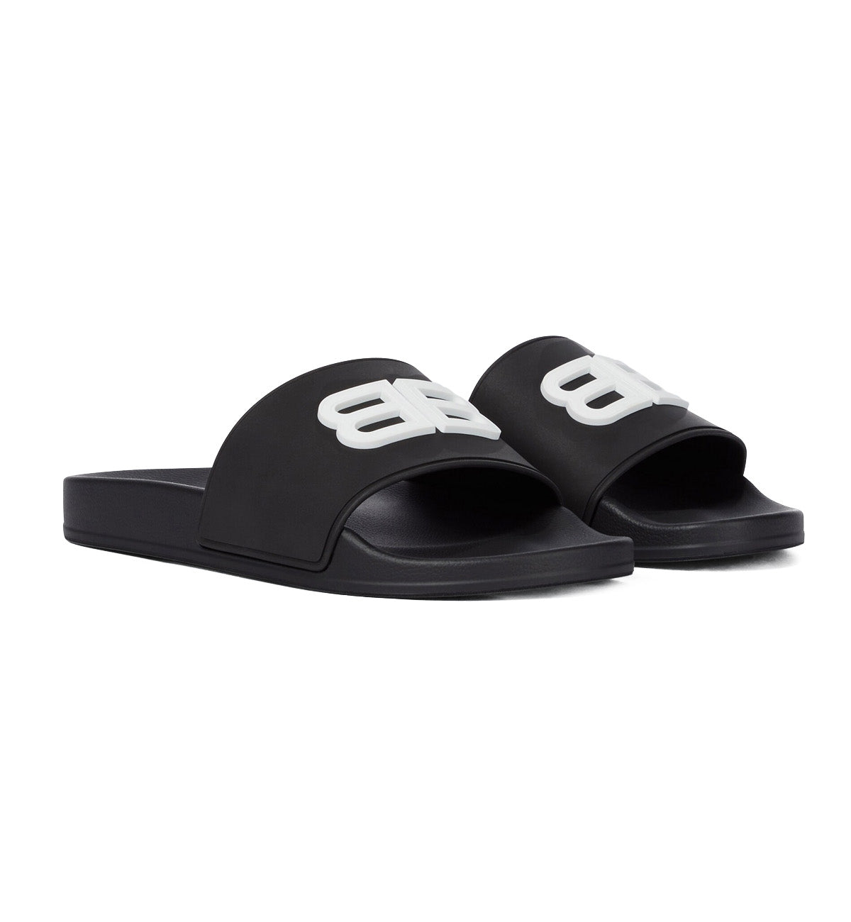 Balenciaga Double B Pool Slides (Black)