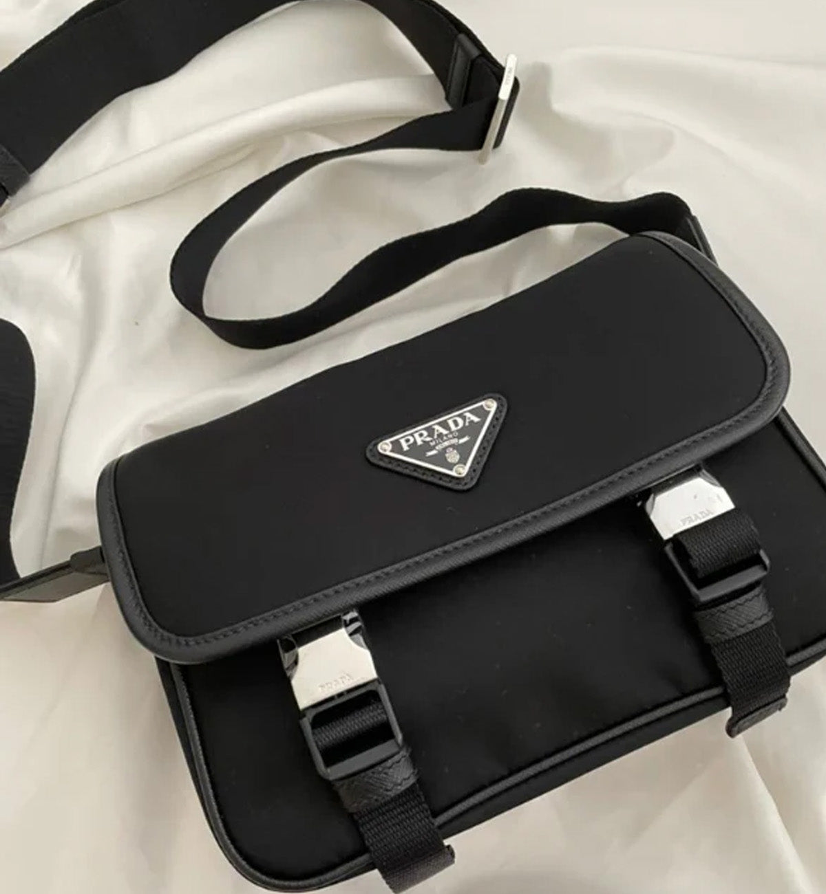 Prada Black Re-Nylon and Saffiano Leather Shoulder Bag (Unisex)