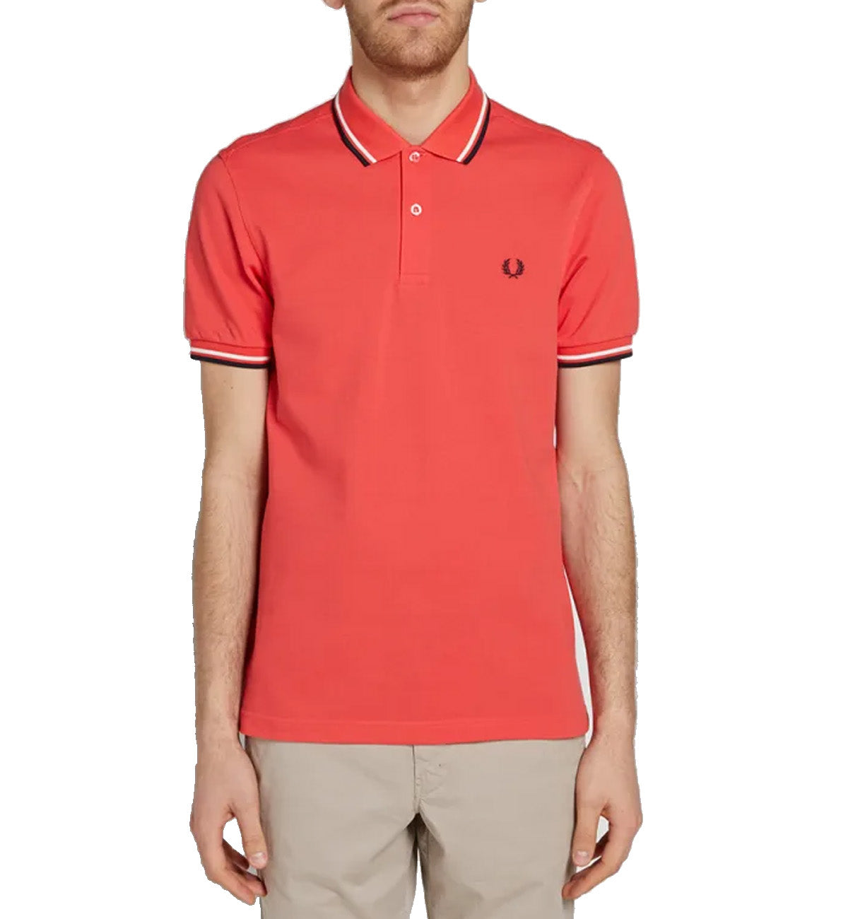 Fred Perry Black White Stripe Tropical Red Polo Shirt