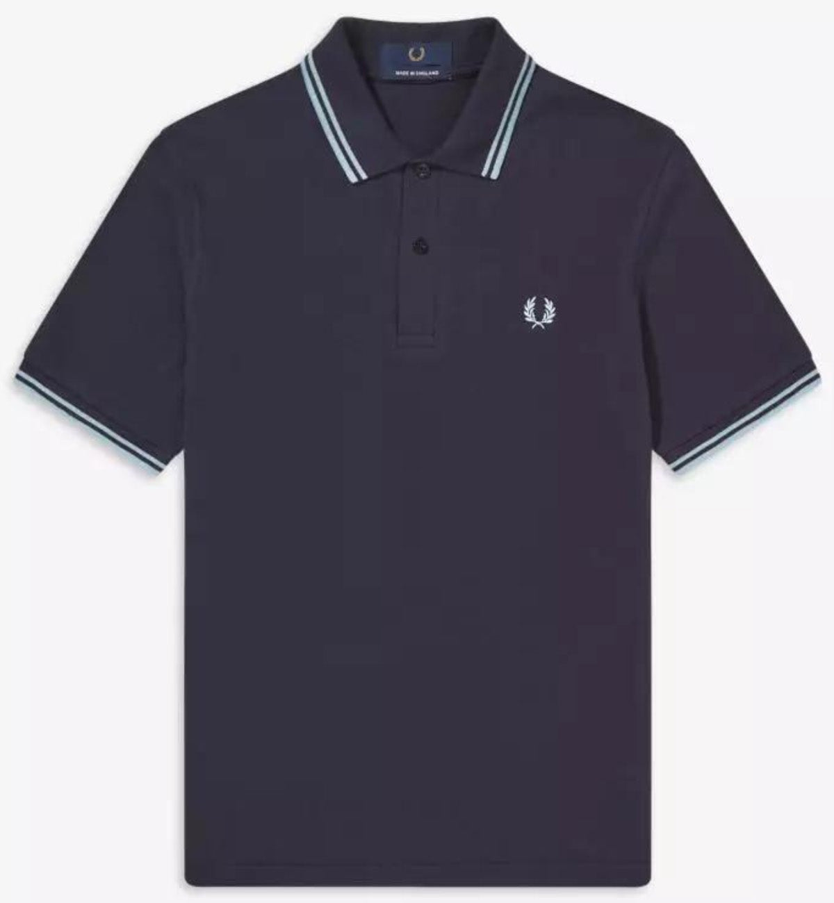 Fred Perry White Double Stripe Navy Polo Shirt
