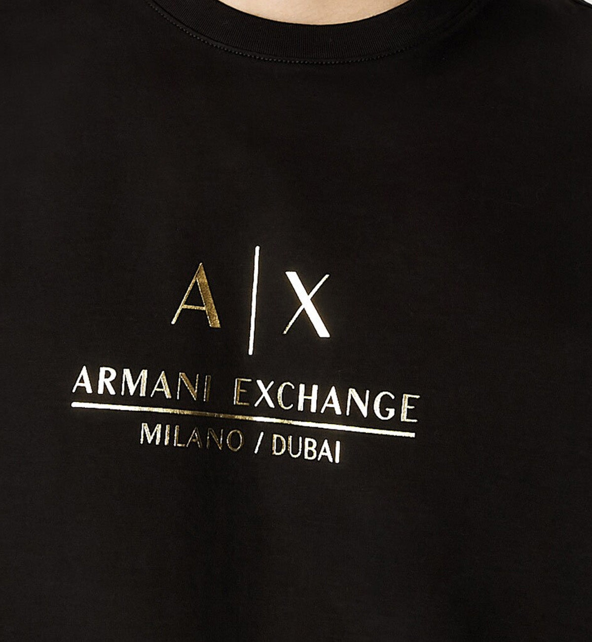 ARMANI EXCHANGE MILANO DUBAI T-SHIRT Man Black Gold Logo