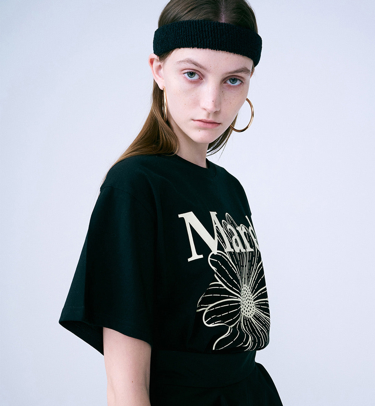 Mardi Mercredi Flower Mardi T-Shirt (Black Cream)
