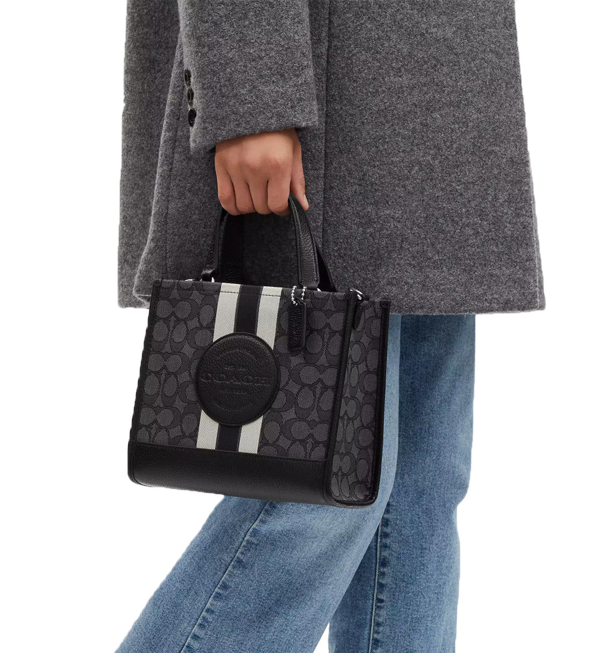 Coach Signature Jacquard Stripe Patch Dempsey Tote 22