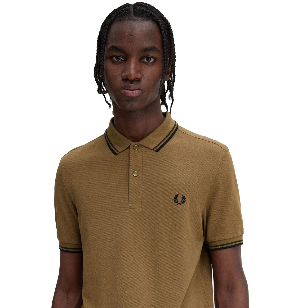Fred Perry Black Twin Tipped Khaki Polo Shirt