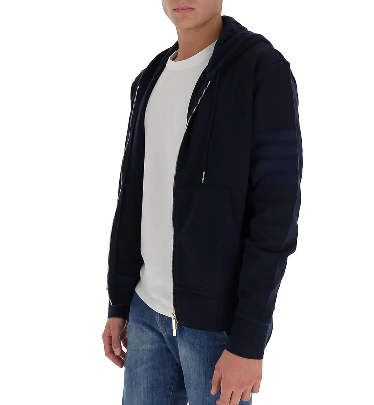 Thom Browne 4 Bar Raglan Crew Zip Hoodie (Navy)