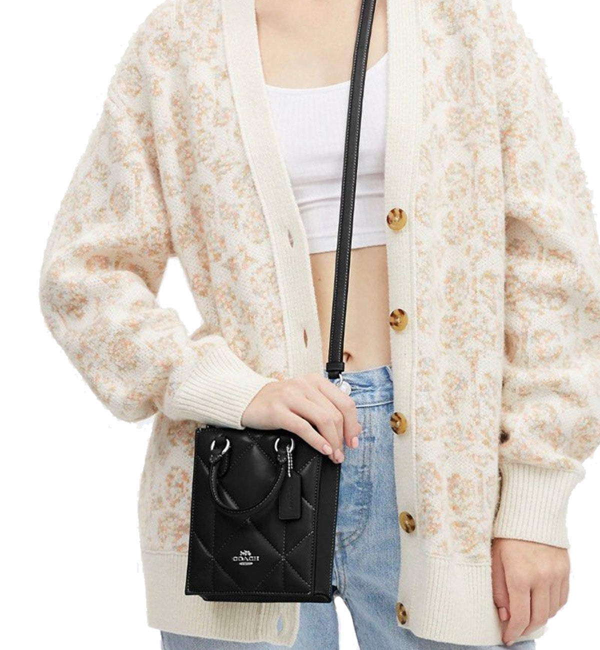 Coach Mini Tote Crossbody Sling Bag Black