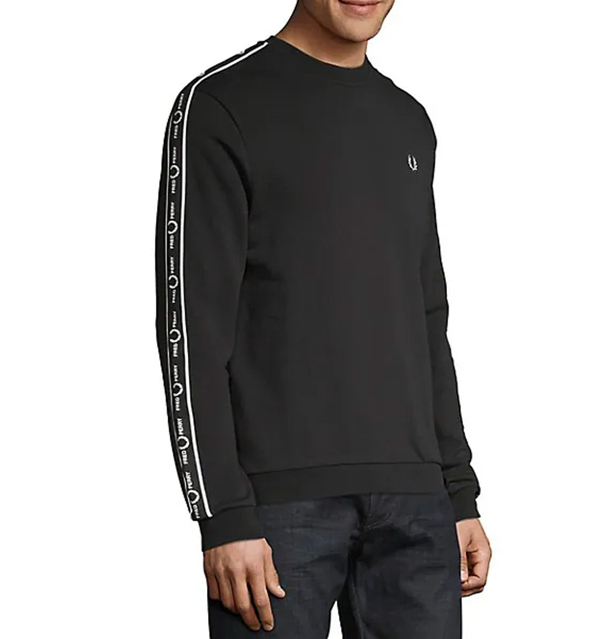 Fred Perry Long Sleeve T-Shirt with Side Taping (Black)