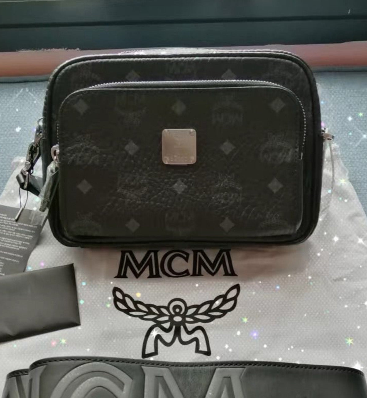 MCM Mini Aren Crossbody Visetos (Black)