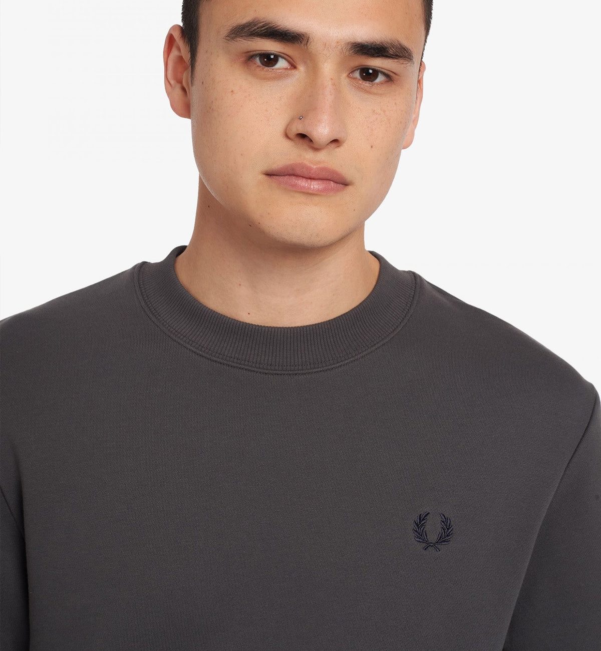 Fred Perry Crew Neck Sweatshirt (Gunmetal)