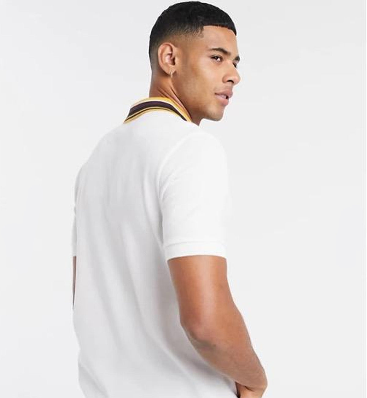 Fred Perry Yellow Black Striped White Polo Shirt