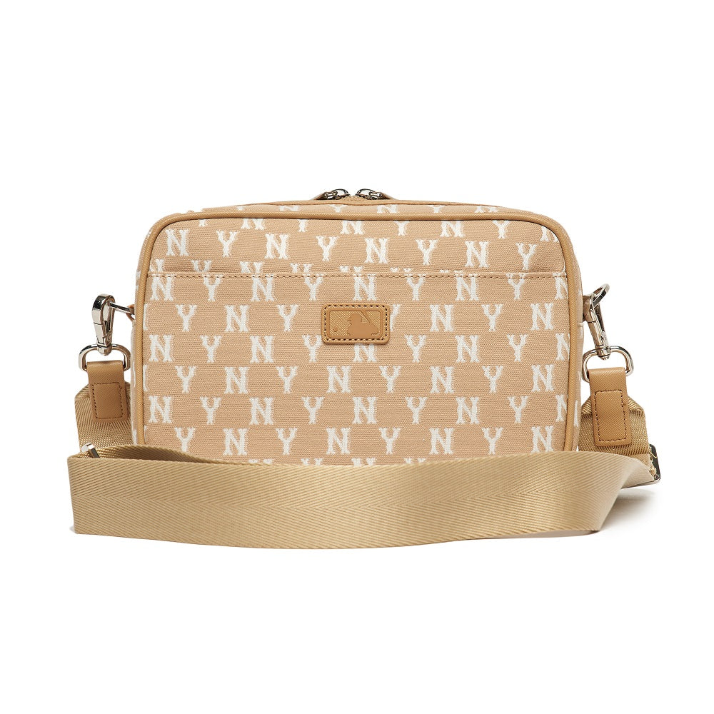 MLB Monogram Jacquard Crossbody Bag (Beige)