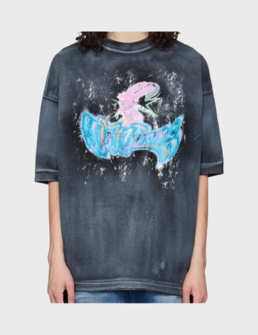 WE11DONE Black Logo Monster Printed Tee