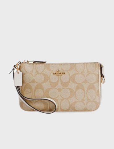 Beige coach wristlet sale