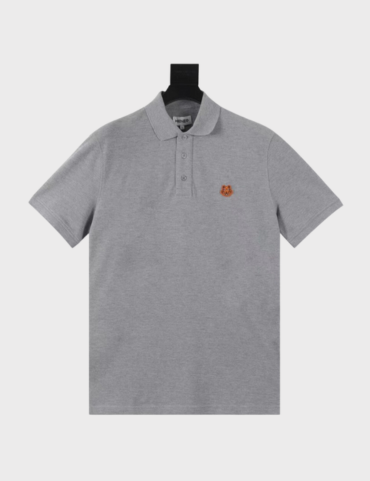 KENZO Men s Tiger Crest Polo T shirt SS23 Grey