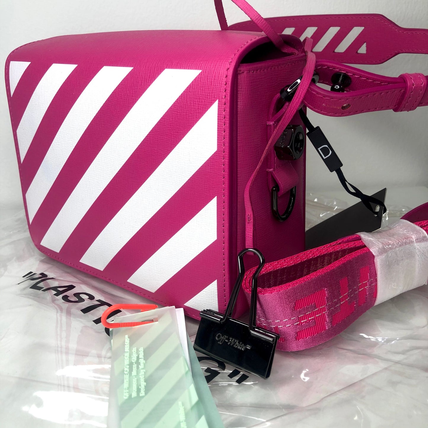 Off-White C/O Virgil Abloh 19SS Pink Stripe Shoulder Bag - Shop Streetwear, Sneakers, Slippers and Gifts online | Malaysia - The Factory KL