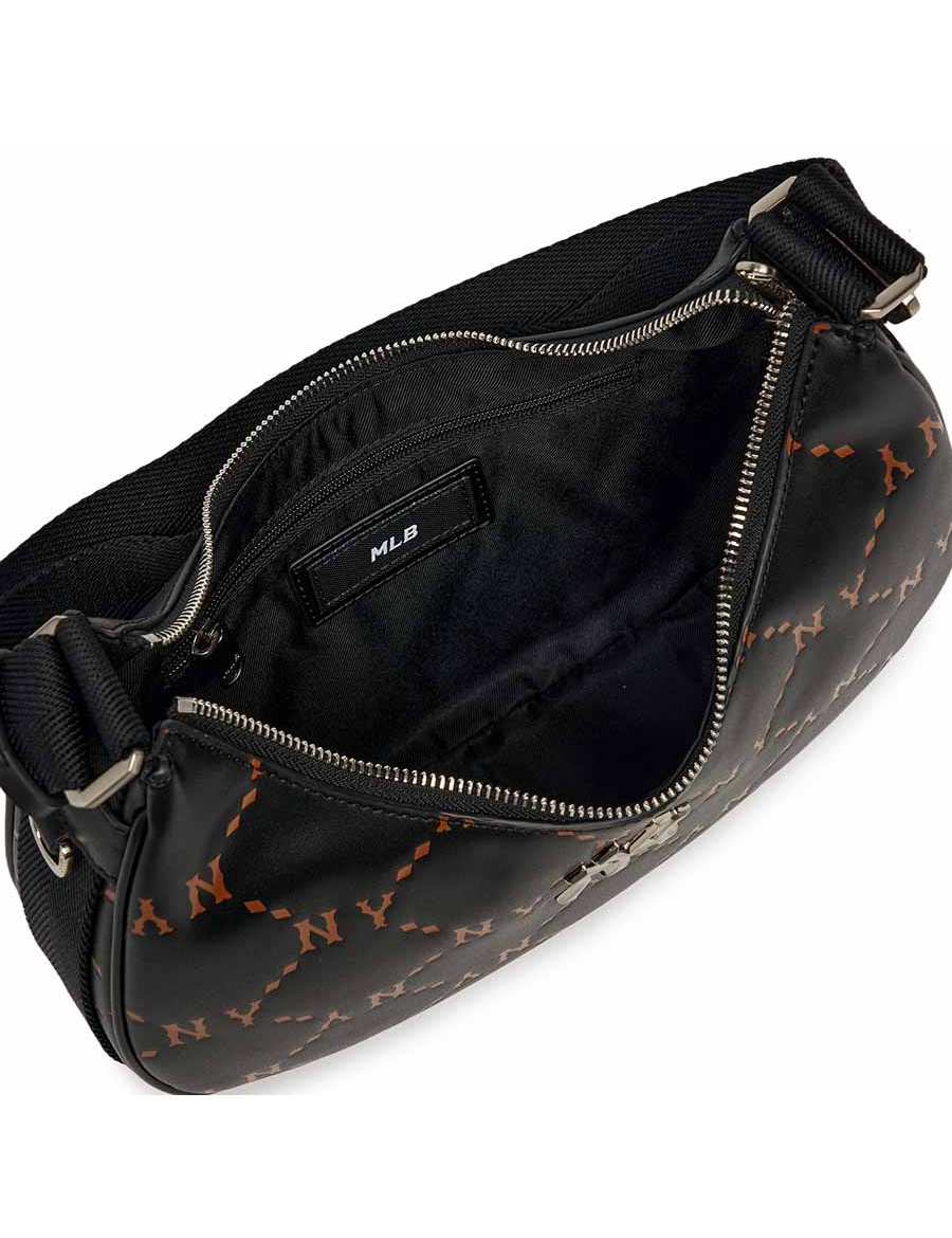 MLB Monogram Diamond Large PU Embo Hobo New York Yankees Bag (Black)