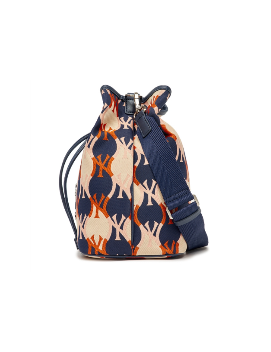 MLB Argyle Monogram New York Yankees Large Bucket Bag (Blue)