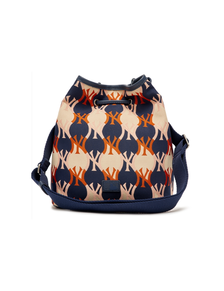 MLB Argyle Monogram New York Yankees Large Bucket Bag (Blue)