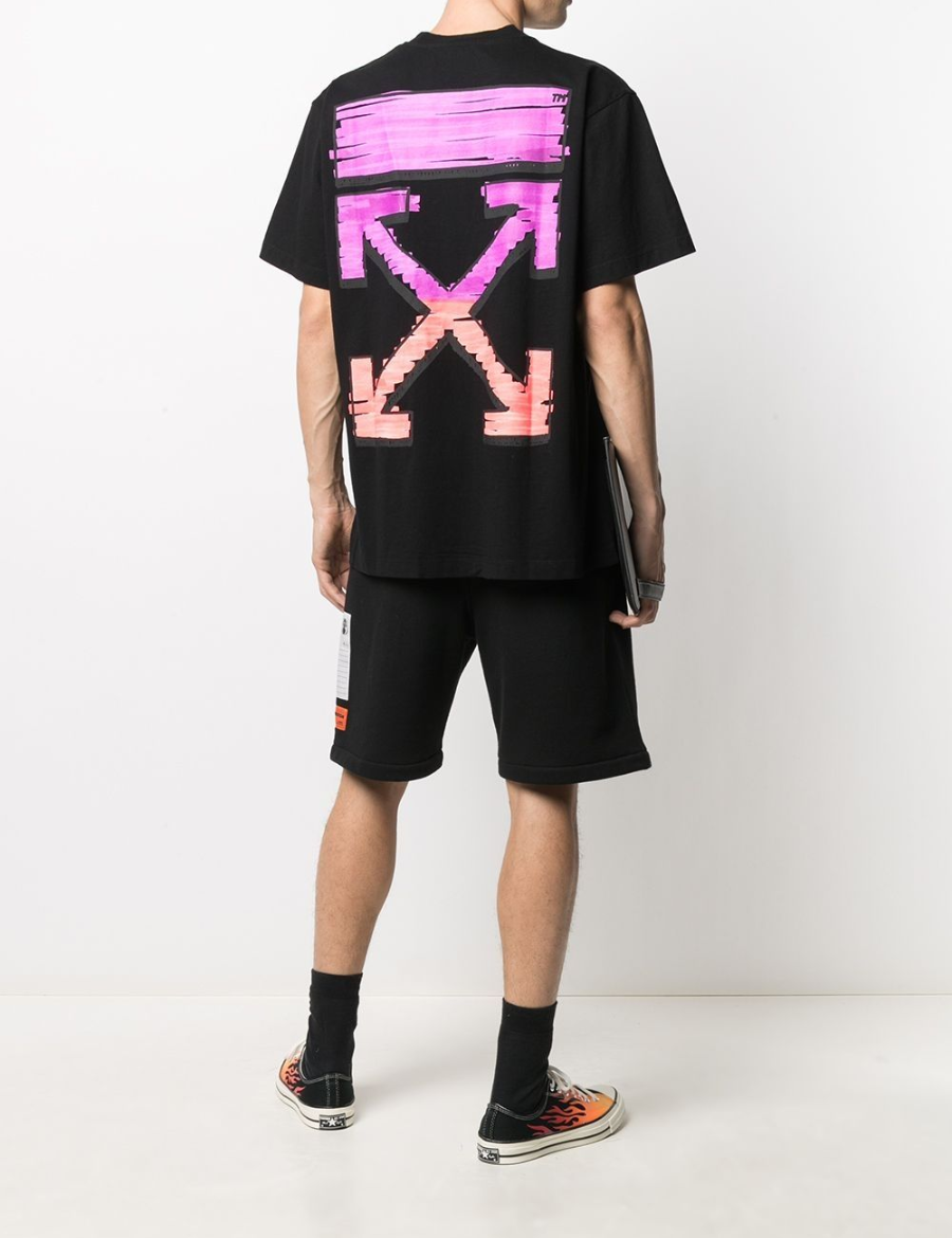 Off White Black and fuchsia Marker S/S 2021 T-shirt (Black Line)