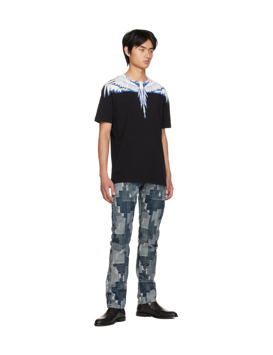 MARCELO BURLON COUNTY OF MILAN - White Blue Wings T-shirt (Black)