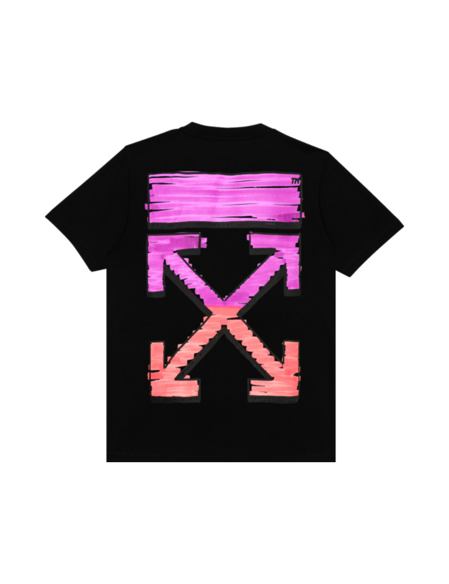 Off White Black and fuchsia Marker S/S 2021 T-shirt (Black Line)