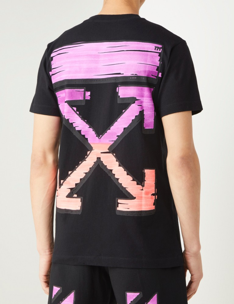 Off White Black and fuchsia Marker S/S 2021 T-shirt (Black Line)