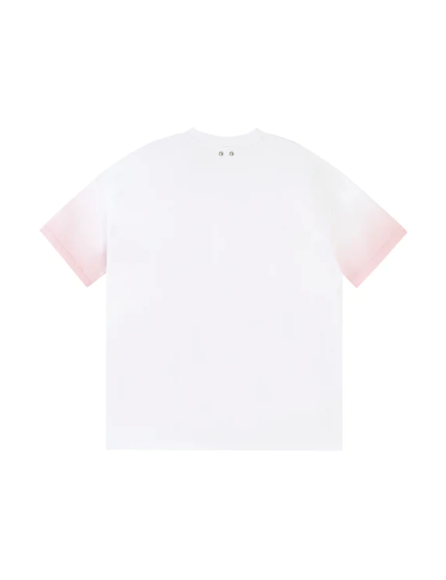 Team Wang Pink Gradient Sleeve Design White T-Shirt
