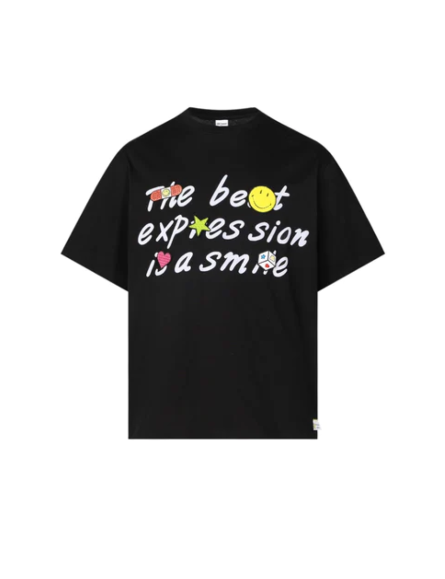 13DE MARZO Palda Bear Velcro Patch Letter T-Shirt Black