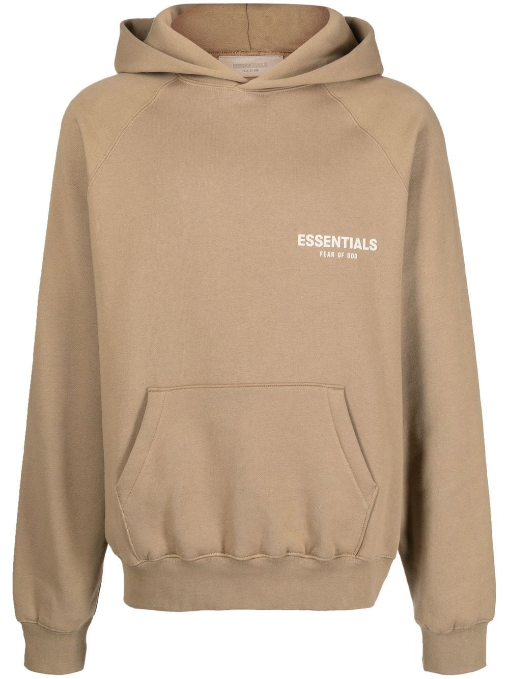 Fear of God - Essentials Logo Flocked Cotton Blend Jersey Hoodie - Desert Taupe