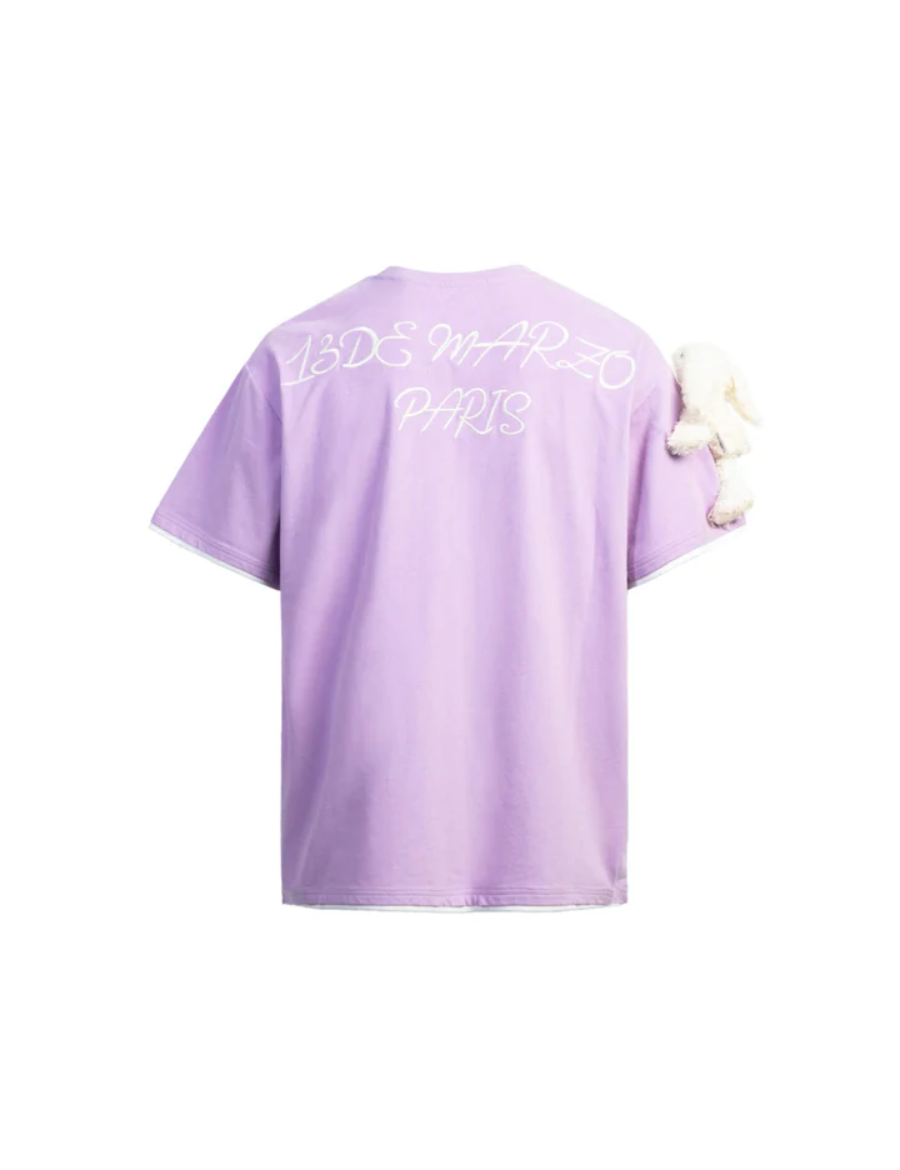 13DE MARZO Short Sleeve Plush Rabbit Tee
