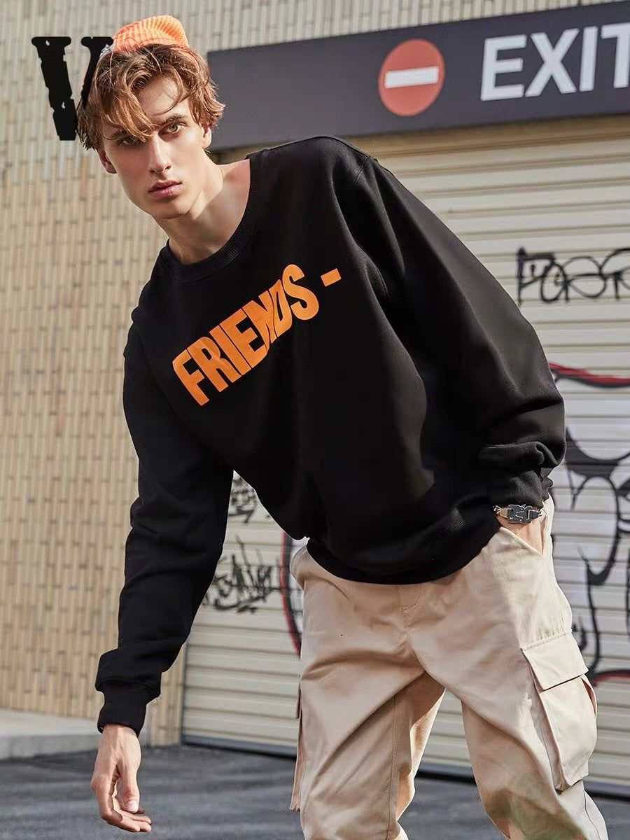 Vlone Friends Orange Wording Sweatshirt - Shop Streetwear, Sneakers, Slippers and Gifts online | Malaysia - The Factory KL