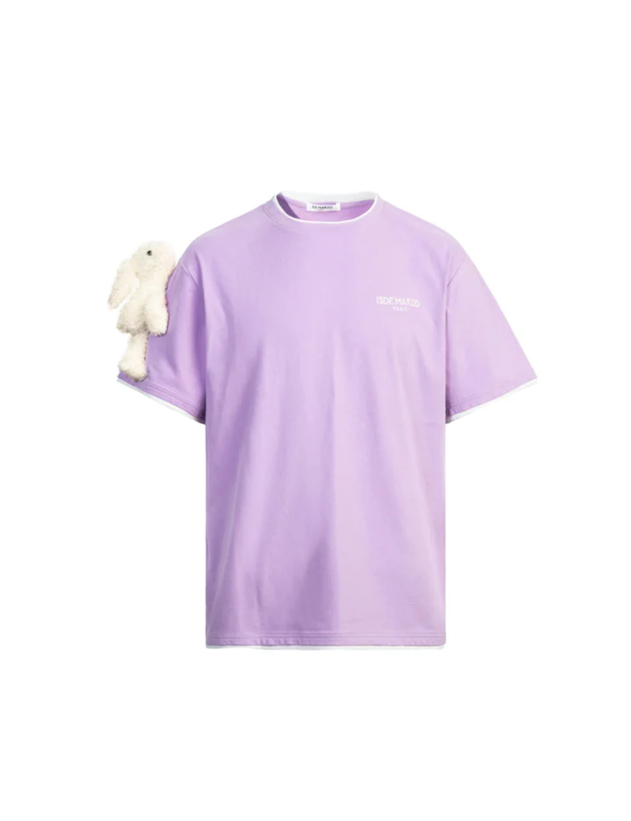 13DE MARZO Short Sleeve Plush Rabbit Tee