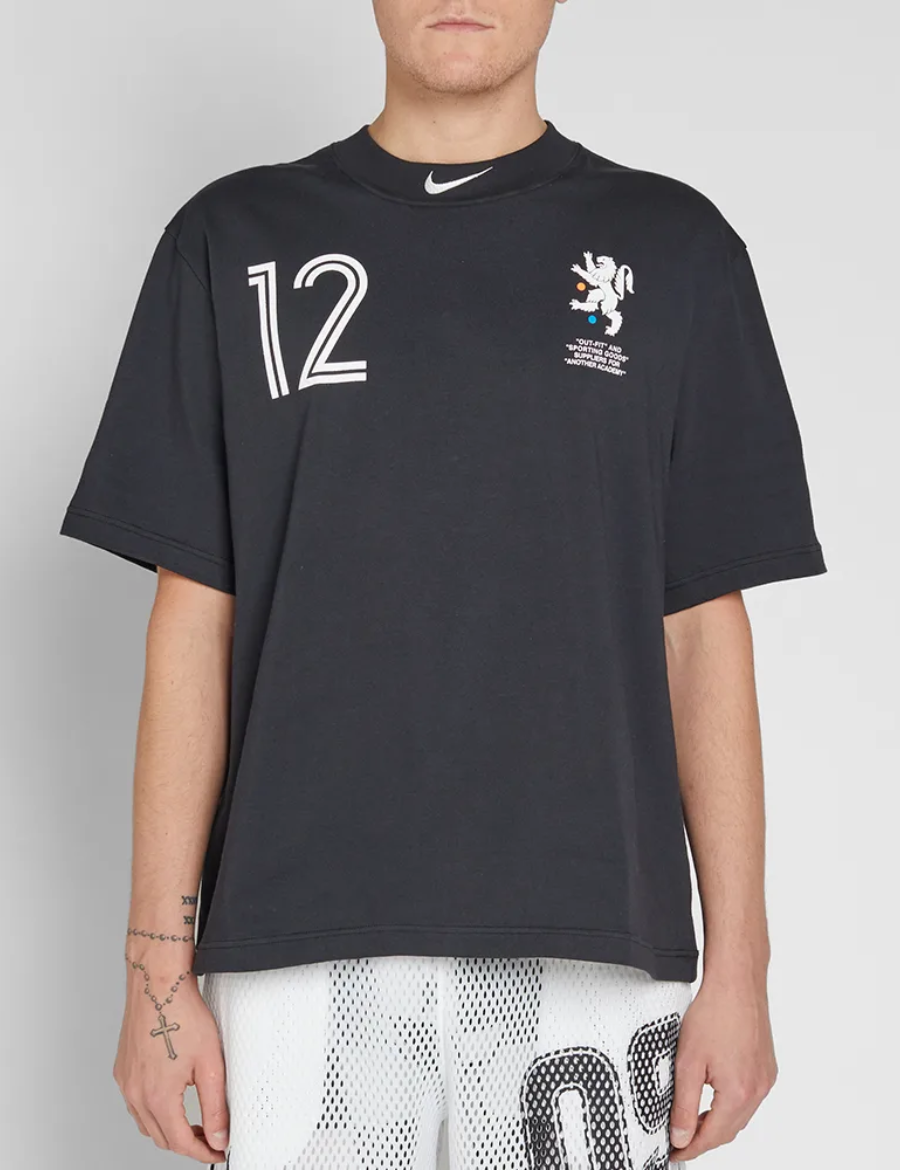 Off White x Nike Crop Eagle Logo Printing T Shirt (Black)