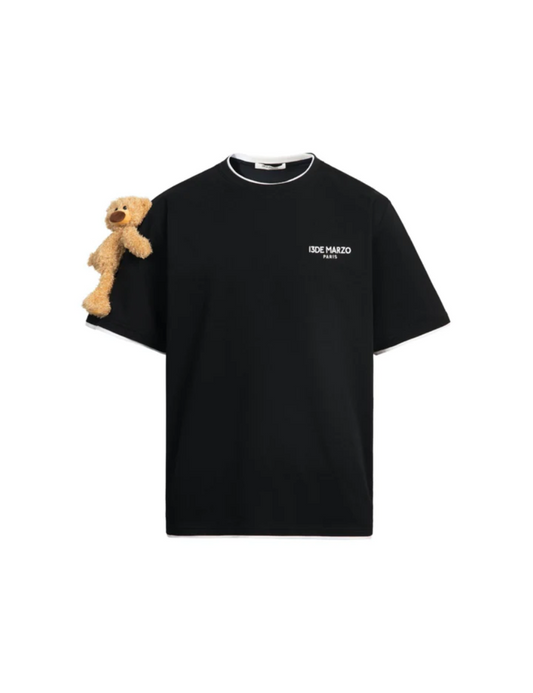 13DE MARZO Short Sleeve Plush Bear Tee Black