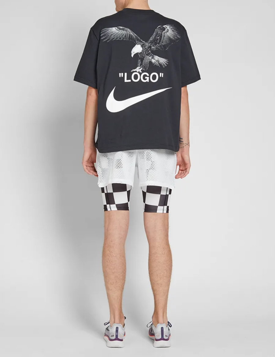 Off White x Nike Crop Eagle Logo Printing T Shirt (Black)