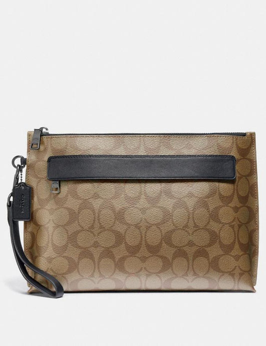 Coach Carryall Pouch In Signature Canvas (Tan)